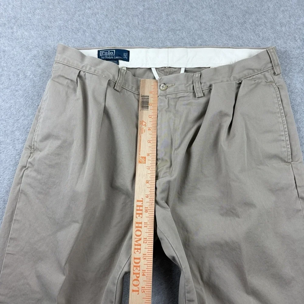 Polo Ralph Lauren Pants Mens‎ 36x29 Khaki Ethan Pleated High Rise Cotton Chino